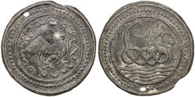TENASSERIM-PEGU: Anonymous, 17th-18th century, cast large tin coin (59.96g), Robinson-18 (Plate 10.1), 69mm, mythical hintha bird facing right, Burmes...