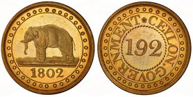 CEYLON: George III, 1796-1820, gilt AE 1/192 rixdollar, 1802, KM-73, Elephant left, struck at the Soho Mint, Birmingham, by Matthew Boulton, PCGS grad...