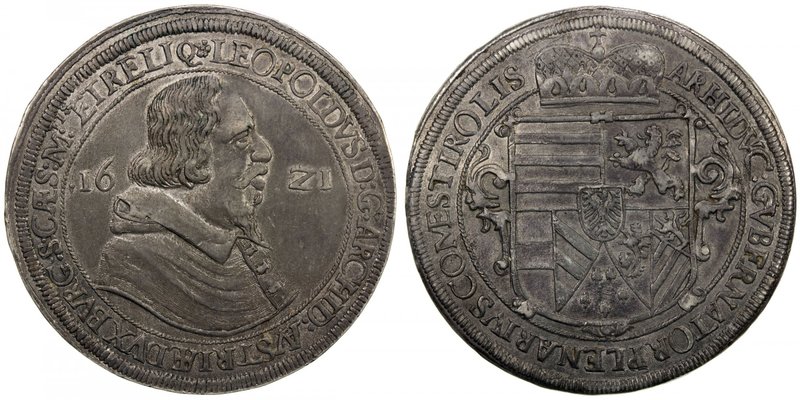 AUSTRIA: Leopold V, Governor, 1619-1625, AR thaler, Hall, 1621, KM-264.5, Dav-33...