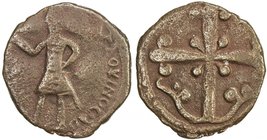 CRUSADER KINGDOMS: COUNTY OF EDESSA: Baldwin II, 2nd reign, 1108-1118, AE follis (3.58g), CCS-9a, Baldwin II, dressed in chain-armor and conical helme...