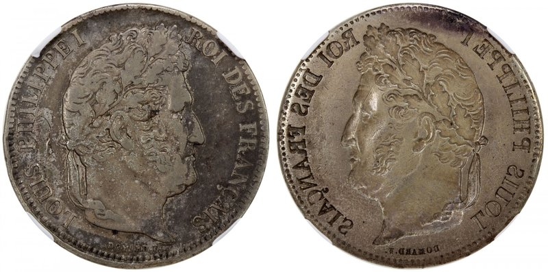 FRANCE: Louis Philippe I, 1830-1848, AR 5 francs, ND (1830-31), KM-736, mirror b...