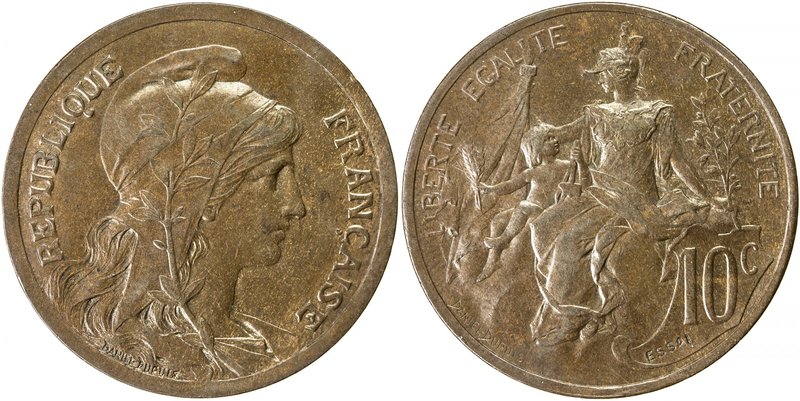 FRANCE: Third Republic, AE 10 centimes, ND (1897), Maz-2174, undated with ESSAI ...