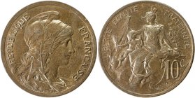 FRANCE: Third Republic, AE 10 centimes, ND (1897), Maz-2174, undated with ESSAI recessed under denomination, UNC, RR. 

 Estimate: USD 300 - 500