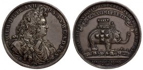ANHALT-HARZGERODE: Wilhelm, 1670-1709, AR medal (56.04g), 1695, Mann 844, 52mm silver medal for the Award of the Danish Elephant Order, by Eichler, bu...