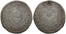 AUGSBURG: Free City, 1276-1805, AR thaler (28.83g), 1694, KM-106, Dav-5049, trace of mount on reverse, edge defect, Roman numeral date split at top on...