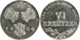 FURTHER AUSTRIA: Franz II, 1792-1806, BI 6 kreuzer, 1804, KM-29, initial H, Günzburg Mint issue, NGC graded MS64. Finest graded at both PCGS and NGC....