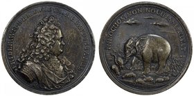MECKLENBURG-SCHWERIN: Friedrich Wilhelm, 1692-1713, AR medal (29.29g), ND [1703], Kunzel 37, 42mm silver medal on the Award of the Danish Elephant Ord...