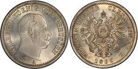 PRUSSIA: Wilhelm I, 1861-1888, AR 1/6 thaler, 1868-A, KM-495, fully lustrous, PCGS graded MS63. Highest graded at PCGS.

 Estimate: USD 100 - 120
