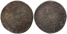 SAXE-ALBERTINE LINE: Christian II, 1591-1611, AR thaler, Dresden, 1605, KM-24, Dav-7566, mintmaster HR, with portraits of Johann Georg I and August on...