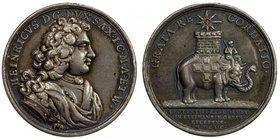 SAXE-RÖMHILD: Heinrich III, 1680-1710, AR medal (17.94g), 1698, Merseburger Coll. 3508, Wohlfahrt 98007, 32mm silver medal on the Award of the Danish ...