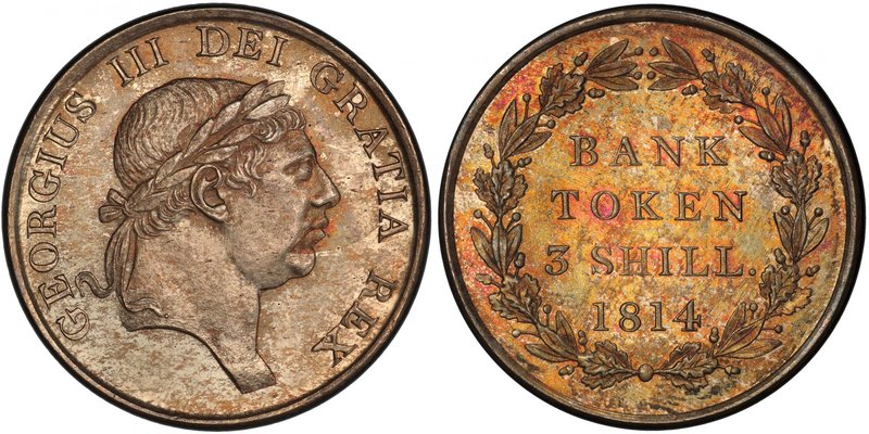 GREAT BRITAIN: George III, 1760-1820, AR 3 shillings, 1814, KM-Tn5, S-3770, Bank...