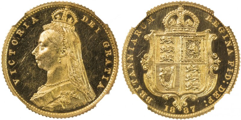GREAT BRITAIN: Victoria, 1837-1901, AV ½ sovereign, 1887, KM-766, S-3869, proof,...