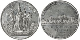 GREAT BRITAIN: white metal medal, 1853 (BHM -; Eimer -), 74mm, Crystal Palace, Sydenham, medal by George Dowler, Birmingham; figures emblematic of the...