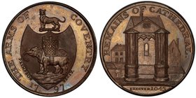GREAT BRITAIN: AE halfpenny token, 1797, D&H-257a, Coventry, Warwickshire, REMAINS OF CATHEDRAL around image of same, ERECTED 1043 in exergue // THE A...