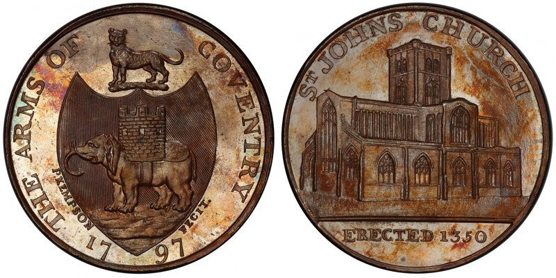 GREAT BRITAIN: AE halfpenny token, 1797, D&H-262, Coventry, Warwickshire, ST. JO...