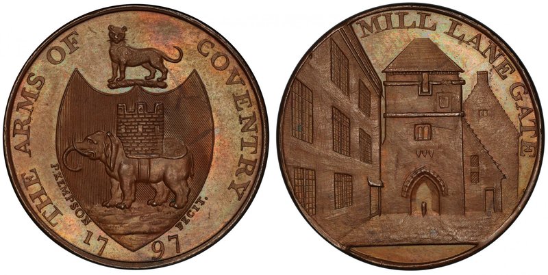 GREAT BRITAIN: AE halfpenny token, 1797, D&H-274, Coventry, Warwickshire, MILL L...