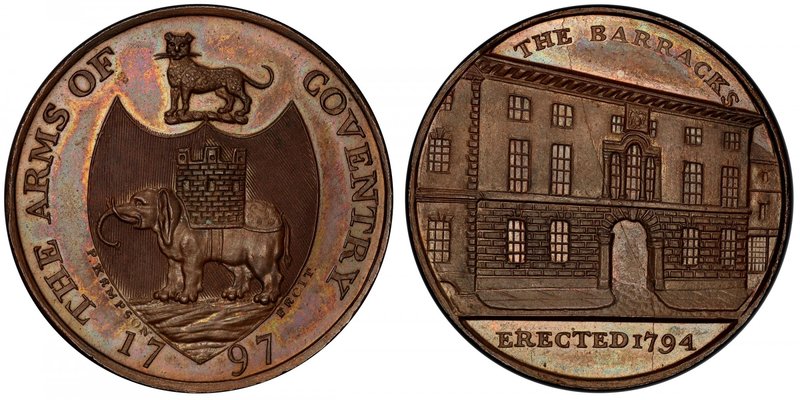 GREAT BRITAIN: AE halfpenny token, 1797, D&H-284, Coventry, Warwickshire, THE BA...