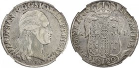NAPLES & SICILY: Ferdinando IV, 1799-1805 (2nd Reign), AR 120 grana, 1800, KM-231, Dav-1409. Cr-98, initials P / M-AP, better date, lightly toned, NGC...