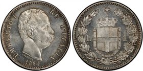 ITALY: Umberto I, 1878-1900, AR lira, 1884-R, KM-24.1, semi-prooflike, brilliant luster, better date, PCGS graded MS63, R. 

 Estimate: USD 200 - 30...