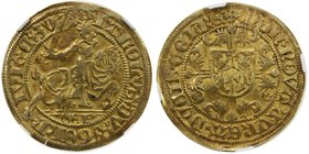 GELDERLAND: Karel van Egmond, 1492-1538, AV florin, ND, Fr-68, knight on horse right // arms on floriated cross, NGC graded EF40.

 Estimate: USD 40...