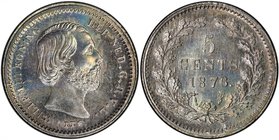 NETHERLANDS: Willem III, 1849-1890, AR 5 cents, 1876, KM-91, a gorgeous example! PCGS graded MS67. Tied for 2nd finest graded at PCGS.

 Estimate: U...
