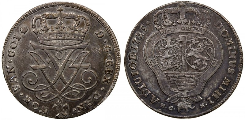 NORWAY: Frederik IV, 1699-1730, AR 4 mark, 1725, KM-222, Dav-1292, NM 4, initial...