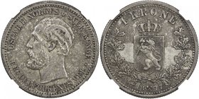 NORWAY: Oscar II, 1872-1907, AR krone, 1877, KM-357, unevenly toned, NGC graded EF45.

 Estimate: USD 175 - 225