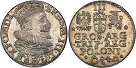 POLAND: Sigismund III Vasa, 1587-1632, AR trojak (3 grosze), Malbork (Marienburg), 1594, a lovely example! PCGS graded MS63. Tied for finest graded at...
