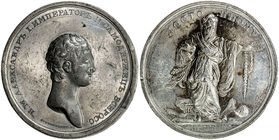 RUSSIAN EMPIRE: Alexander I, 1801-1825, white metal medal (31.51g), 178x, cf. Diakov-264/129.6 mule, 52mm medal by Leberecht, bare head right, signed ...