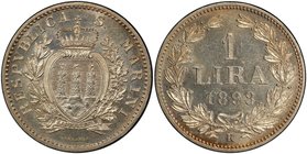 SAN MARINO: Republic, AR lira, 1898-R, KM-4, key date for the two-year type, PCGS graded MS64. 2nd finest graded at PCGS.

 Estimate: USD 120 - 140