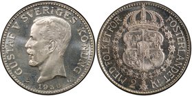 SWEDEN: Gustaf V, 1907-1950, AR 2 kroner, 1936, KM-787, mintmaster G, PCGS graded MS66+ PL. This is very likely a Proof strike, which are referred to ...