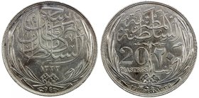 EGYPT: Hussein Kamil, 1914-1917, AR 20 piastres, 1917-H/AH1335, KM-322, wonderful luster, bold strike, one-year type, Choice AU.

 Estimate: USD 400...