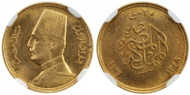 EGYPT: Fuad I, as King, 1922-1936, AV 20 piastres, 1929/AH1348, KM-351, Fr-109, ...