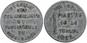 ETHIOPIA: aluminum 1 piastre token, 1922, Gill-Tk2, issued by the Syndicat des Commercants et Industrels de Dire-Daoua of French operation, also beari...