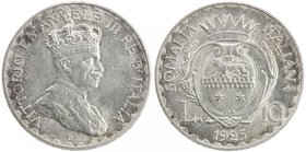 ITALIAN SOMALILAND: Vittorio Emanuele III, 1900-1946, AR 10 lire, 1925-R, KM-8, BU.

 Estimate: USD 500 - 600