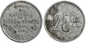 MADAGASCAR: 25 centimes jeton (0.68g), ND [1942], cf. Gadoury 1.1 (1990), 20mm aluminum 25 centimes French Military jeton, GROUPE / DES / BATTERIES / ...