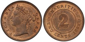 MAURITIUS: Victoria, 1837-1901, AE 2 cents, 1888, KM-8, PCGS graded MS64 RB.

 Estimate: USD 100 - 150