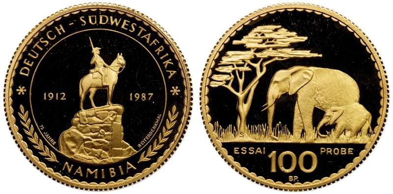 NAMIBIA: AV 100 rand, 1987-BP, Bruce-E1var, essai for the 75th Anniversary of th...