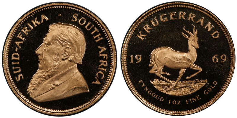 SOUTH AFRICA: Republic, AV krugerrand, 1969, KM-73, bust of Paul Kruger left // ...