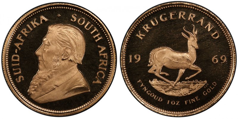 SOUTH AFRICA: Republic, AV krugerrand, 1969, KM-73, bust of Paul Kruger left // ...