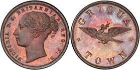 GRIQUATOWN: Victoria, 1873-1880, AE penny, ND (1890), KM-Pn6, Hern-GT21, Emblem of the London Missionary Society, a dove flying with an olive branch i...