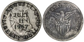 ANGUILLA: British Territory, AR liberty dollar, 1967, Bruce-X5, Referendum on Anguilla's Secession, countermarked on Philippines silver peso 1908-S, V...