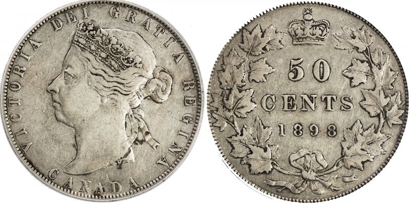 CANADA: Victoria, 1837-1901, AR 50 cents, 1898, KM-6, PCGS graded VF35.

 Esti...