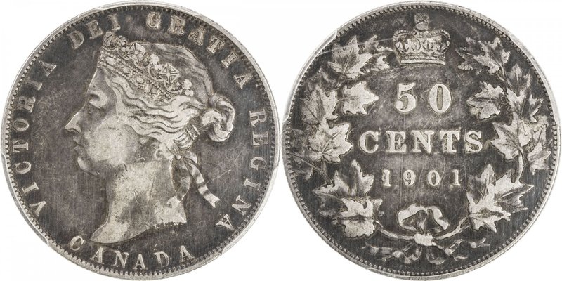 CANADA: Victoria, 1837-1901, AR 50 cents, 1901, KM-6, PCGS graded VF30.

 Esti...