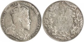 CANADA: Edward VII, 1901-1910, AR 50 cents, 1906, KM-12, PCGS graded EF45.

 Estimate: USD 200 - 260