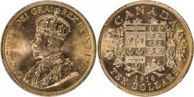 CANADA: George V, 1910-1936, AV 10 dollars, 1914, KM-27, PCGS graded MS64, ex Canadian Gold Reserve Hoard. The Royal Canadian Mint began to sell off i...
