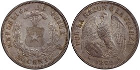 CHILE: Republic, AR 50 centavos, 1872/0-So, KM-139, lightly toned, full strike, bold overdate, PCGS graded AU58. This is the highest graded and only g...