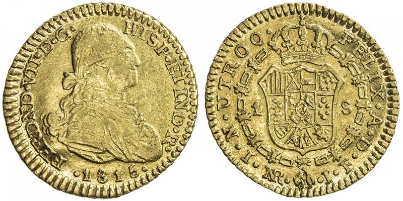 COLOMBIA: Fernando VII, 1808-1822, AV escudo, 1815-NR, KM-64.1, assyaer JF, EF-A...