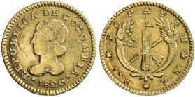 COLOMBIA: Republic of Gran Colombia, 1819-1831, AV escudo, Popayán, 1826, assayer FM, fasces over crossed bow and arrow within frame of two cornucopia...