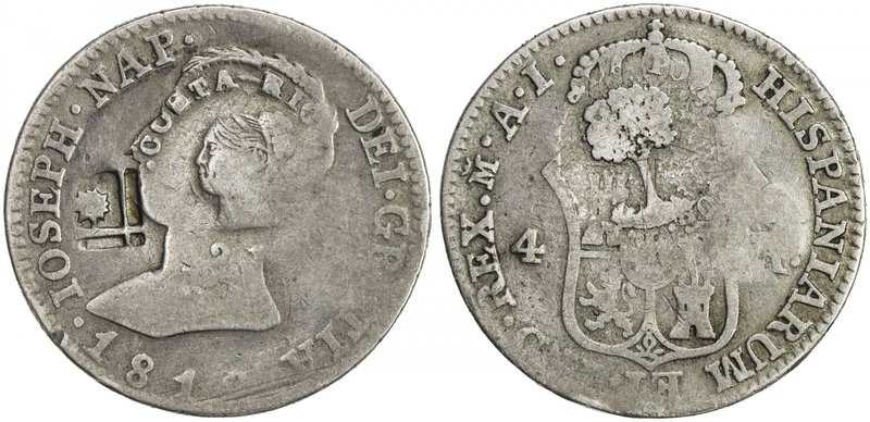 COSTA RICA: Republic, AR 2 reales, ND [1845], KM-43var, Type III countermark on ...